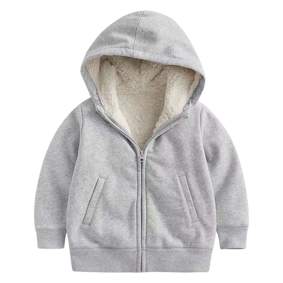 WOYY Winter Girls Fleece Jacket Zip Up Hooded Coat Casual Soft Warm Hoodie Outerwear
