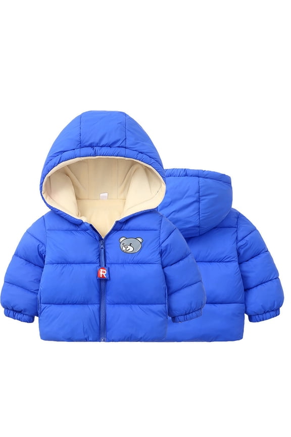 Winter Toddler Boys Coat Fleece Warm Puffer Jacket Kids Zip Up Outerwear, Sizes 3-4T