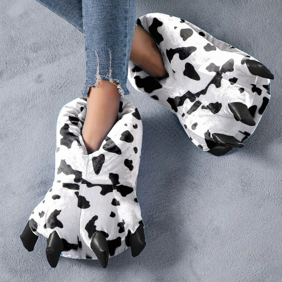 WOYY Women And Men Slippers Cute Claw Winter Warm Slipper Non Slip Indoor House Shoes