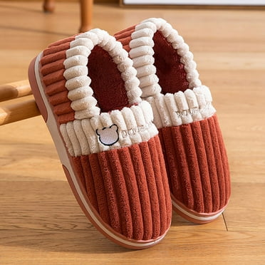 WOYY Women's Fuzzy Slippers Winter Warm Memory Foam Slippers Soft Slip-On House Shoes