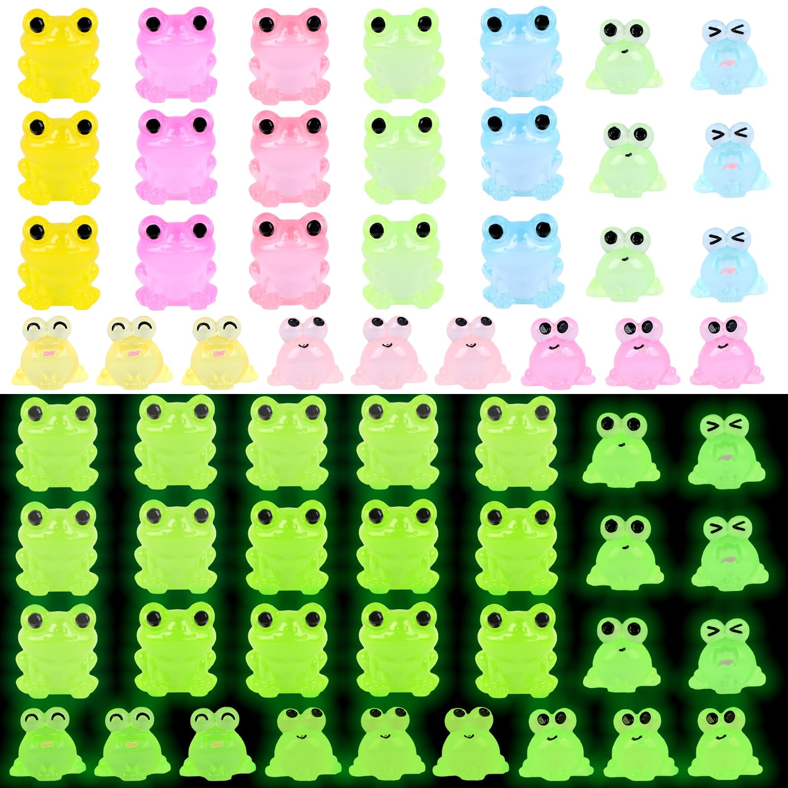WOZADU 30 PCS Luminous Mini Resin Frog Figurines for Crafts Tiny Resin ...