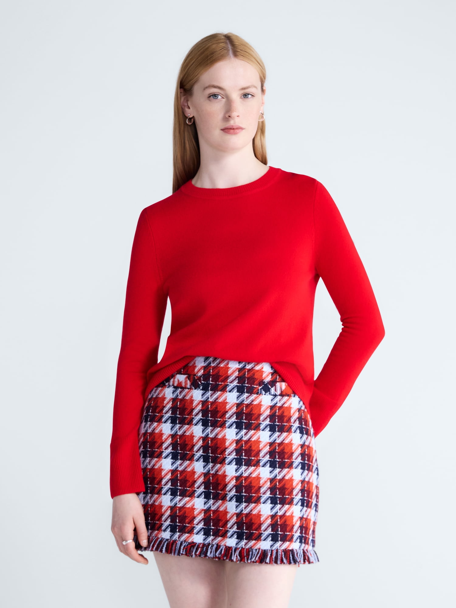 Free Assembly Women's and Women's Plus Cashmere Sweater with Long Sleeves, Sizes XS-4X