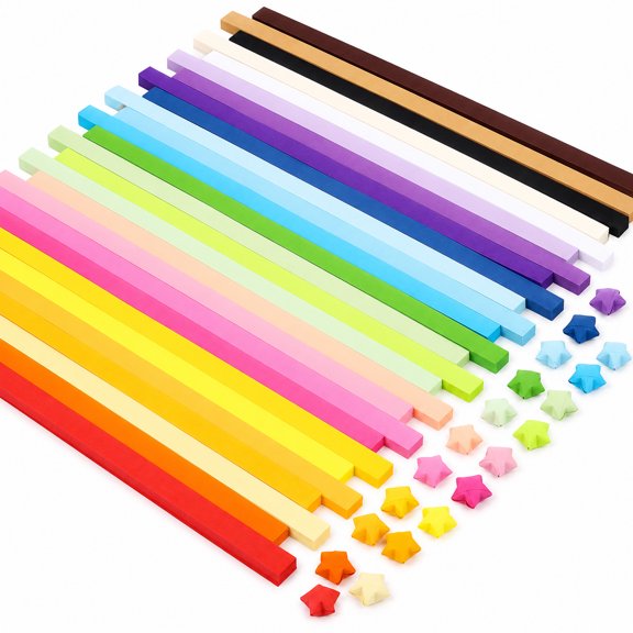 WP Star Paper Strips Assortment Color Star Paper Lucky Wish Double Sided Stars Paper for Children and Adults