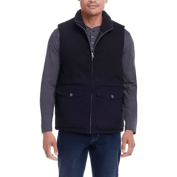 WP WEATHERPROOF Men's Workwear Vest (Black/Black Sherpa, Small)