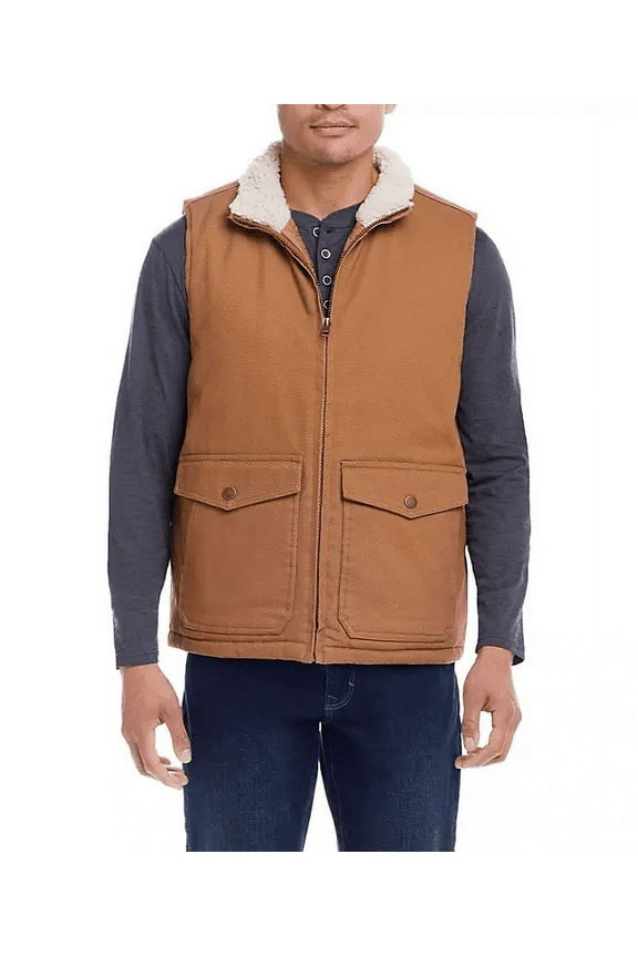 WEATHERPROOF Men's Workwear Vest (Harvest Tan/Natural Sherpa, Small)