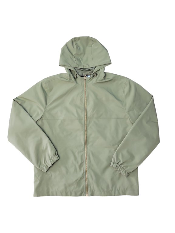 Men's Full Zip Lightweight Hooded Rain Jacket (Lichen Green, M)
