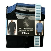WP Weatherproof Men's 2-Pack Long Sleeve Brushed 4-Button Henley Tops (Black/Blue, L)
