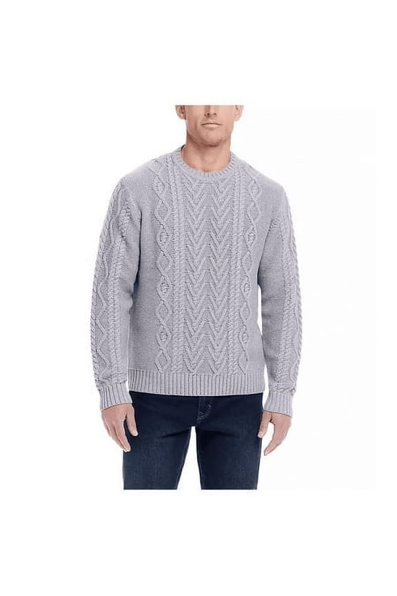 WP Weatherproof Men's Cable Knit Sweater (Light Gray, XL)