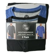 WP Weatherproof Men's Long Sleeve Four Button Tagless Super Soft Henley-2 Pack (Black/Navy, M)