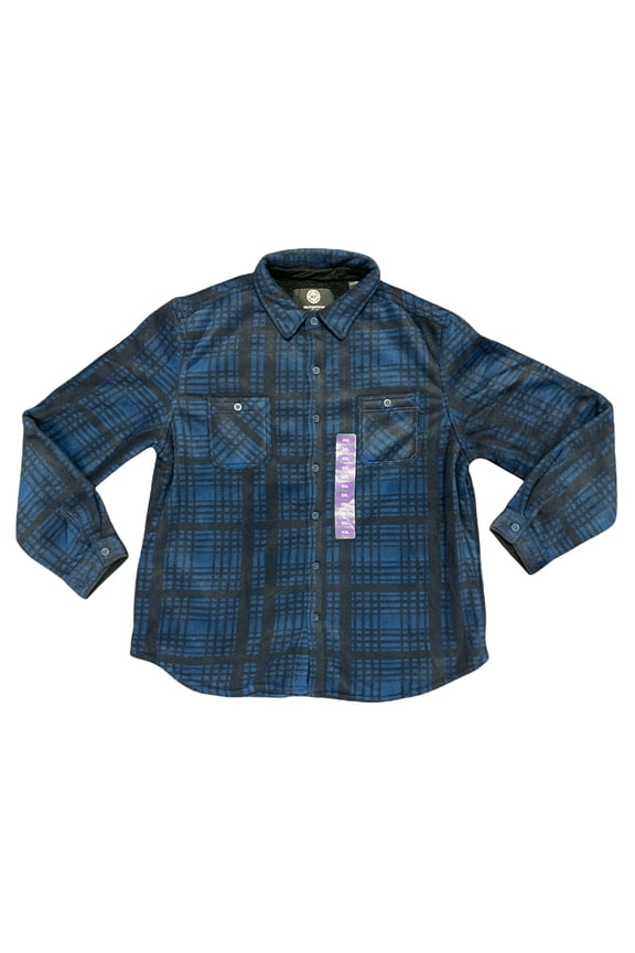 WP Weatherproof Men's Soft & Warm Polar Fleece Button Up Shirt Jacket (Indigo, L)