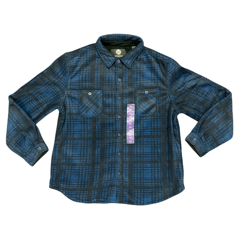 WP Weatherproof Men s Soft Warm Polar Fleece Button Up Shirt Jacket Indigo XL