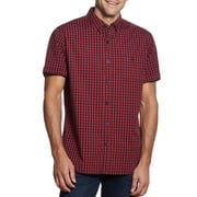 WP Weatherproof Men's Woven Comfort Stretch Short Sleeve Button Down Shirt (Red, XXL)