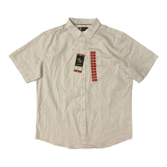 WP Weatherproof Men's Woven Comfort Stretch Short Sleeve Button Down Shirt (White, L)