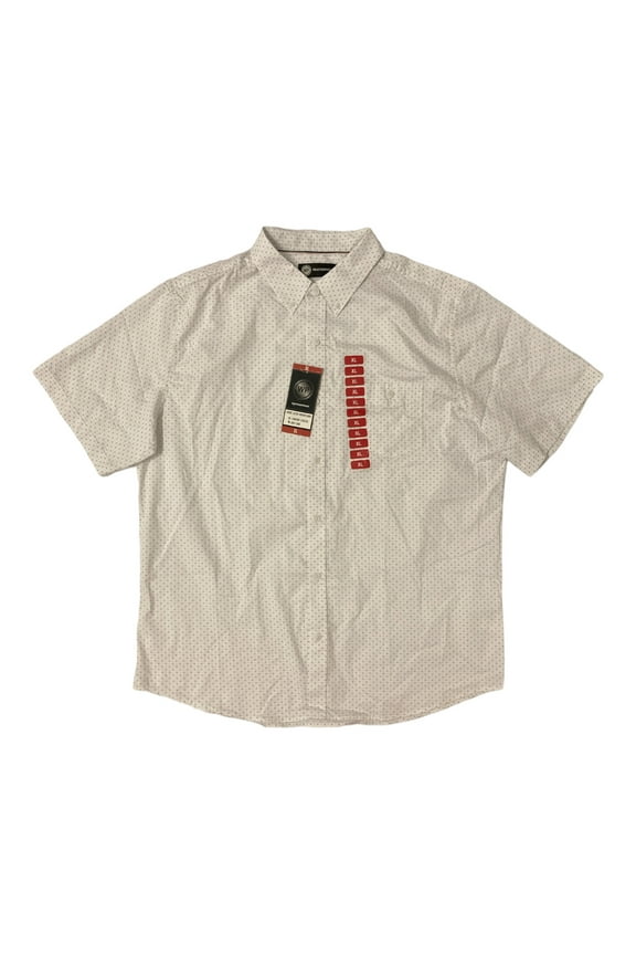WP Weatherproof Men's Woven Comfort Stretch Short Sleeve Button Down Shirt (White, L)