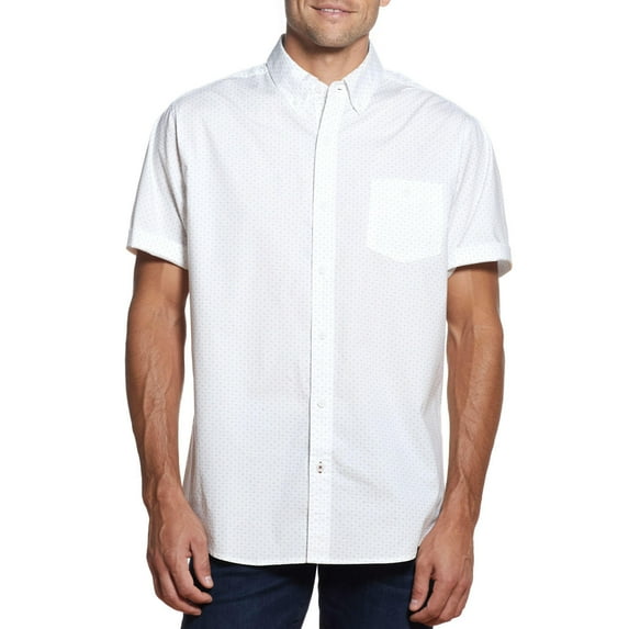 WP Weatherproof Men's Woven Comfort Stretch Short Sleeve Button Down Shirt (White, XL)