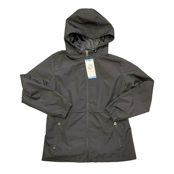 WP Weatherproof Women's Lightweight Full Zip Rain Jacket (Black, XL)