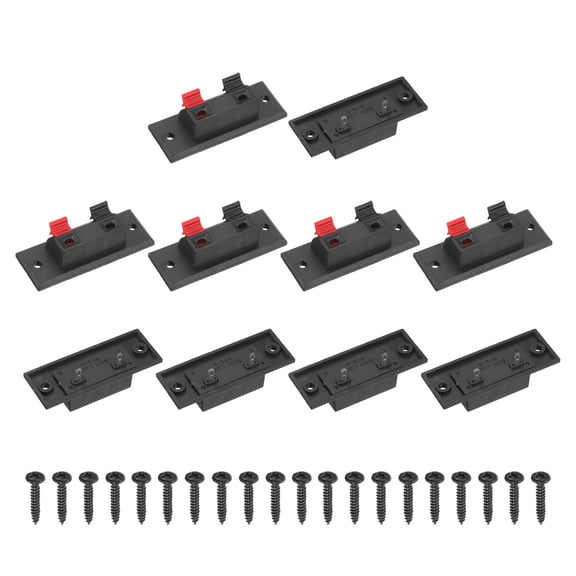 WP2-2 Square Speaker Box Terminal Clip, 2 Way Black Red Jack Socket Push Release Speaker Spring Connection Clip for DIY Car Speaker Home Sub-woofer, Pack of 10