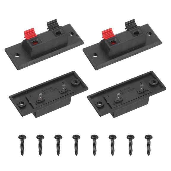 WP2-2 Square Speaker Box Terminal Clip, 2 Way Black Red Jack Socket Push Release Speaker Spring Connection Clip for DIY Car Speaker Home Sub-woofer, Pack of 4