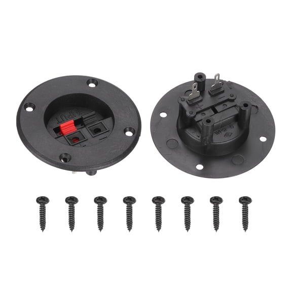 WP2-6 Round Speaker Box Terminal Clip, 2 Way Black Red Jack Socket Push Release Speaker Spring Connection Clip for DIY Car Speaker Home Sub-woofer, Pack of 2