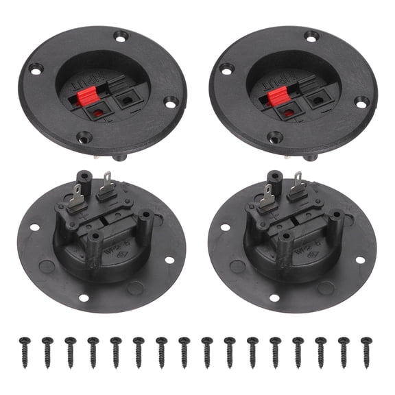 WP2-6 Round Speaker Box Terminal Clip, 2 Way Black Red Jack Socket Push Release Speaker Spring Connection Clip for DIY Car Speaker Home Sub-woofer, Pack of 4