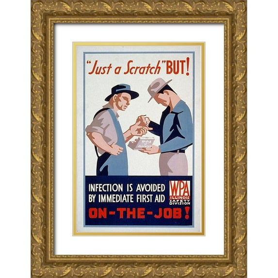 WPA 23x32 Gold Ornate Wood Framed with Double Matting Museum Art Print Titled - Just a scratch