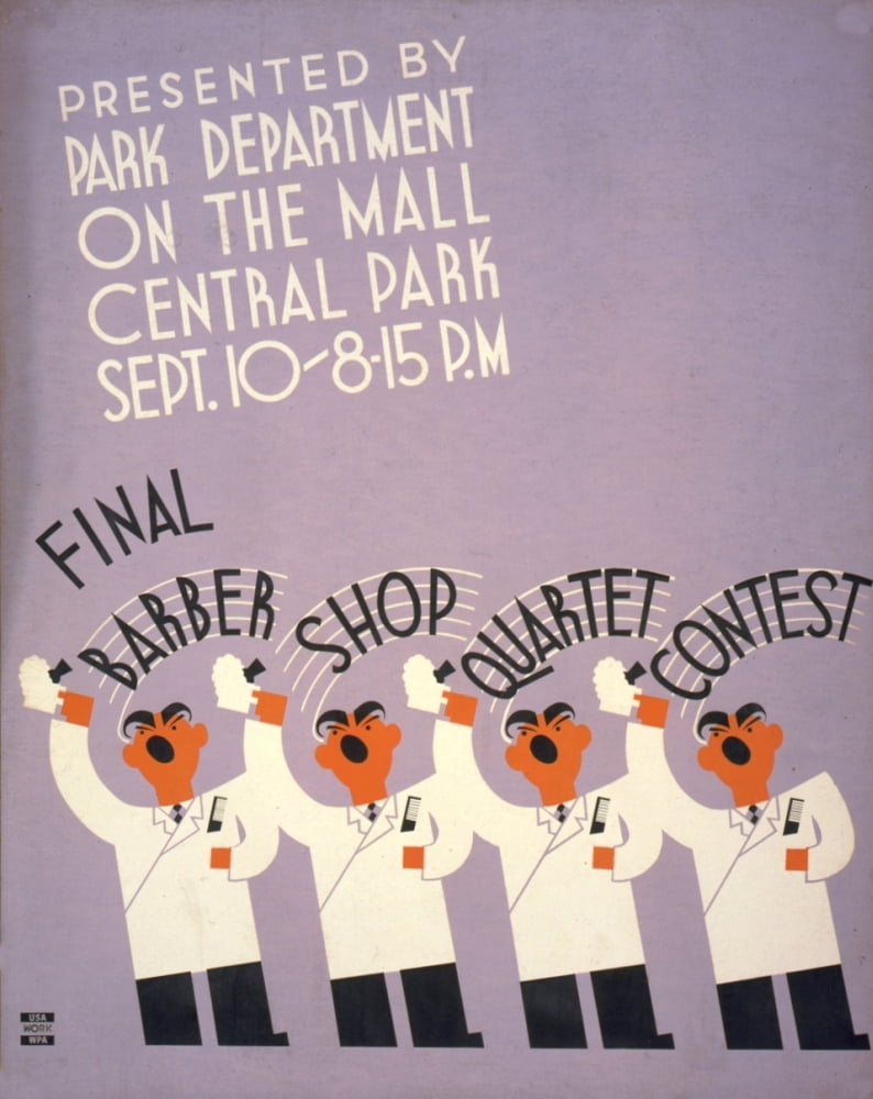 WPA Final Barber Shop Quartet Contest 1936 Canvas Art - Jack Rivolta (24 x 36)