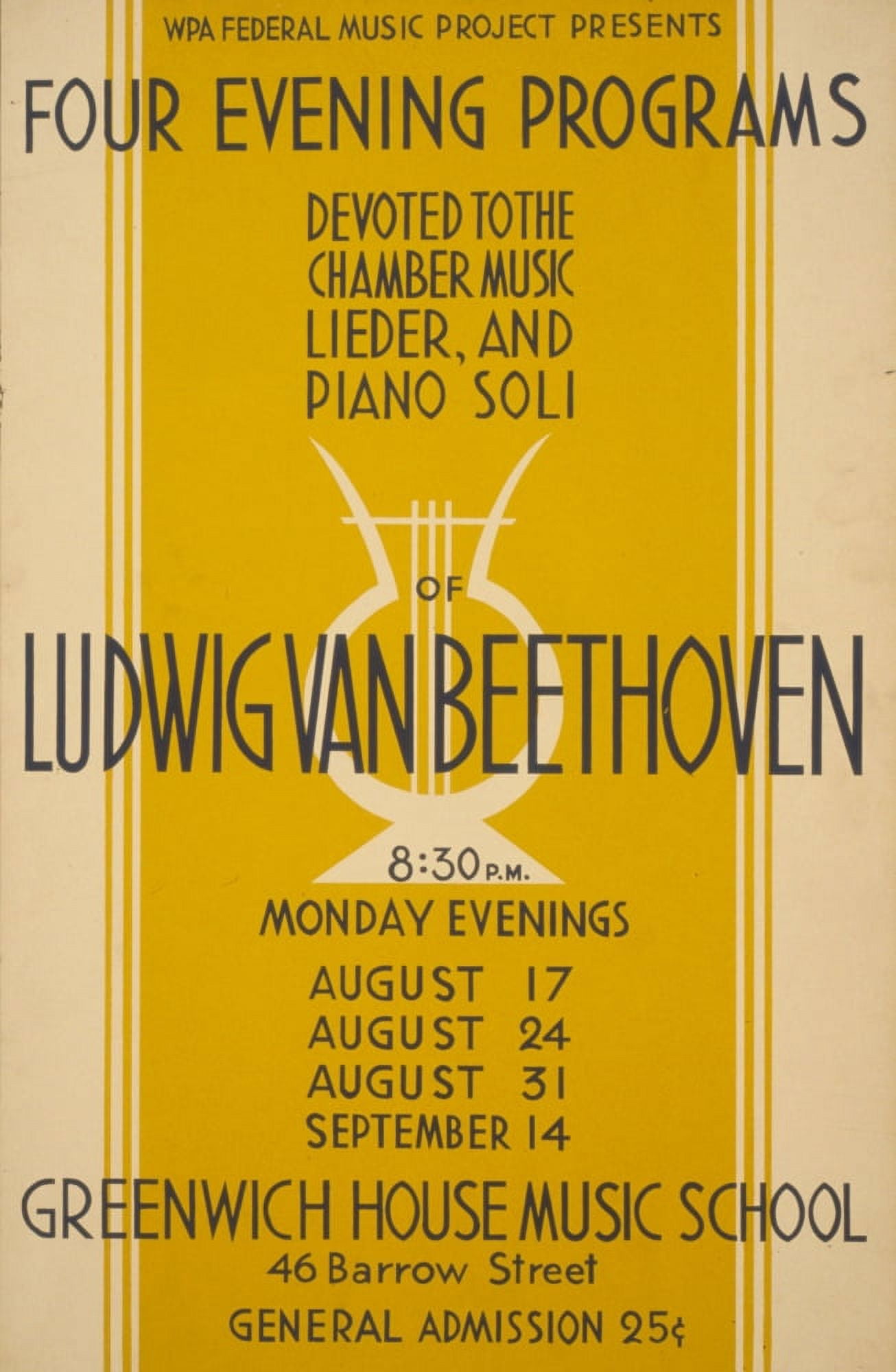 WPA Poster 1936-41 Ludwig van Beethoven Canvas Art - Unknown (24 x 36)