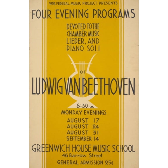 WPA Poster 1936-41 Ludwig van Beethoven Poster Print by Unknown