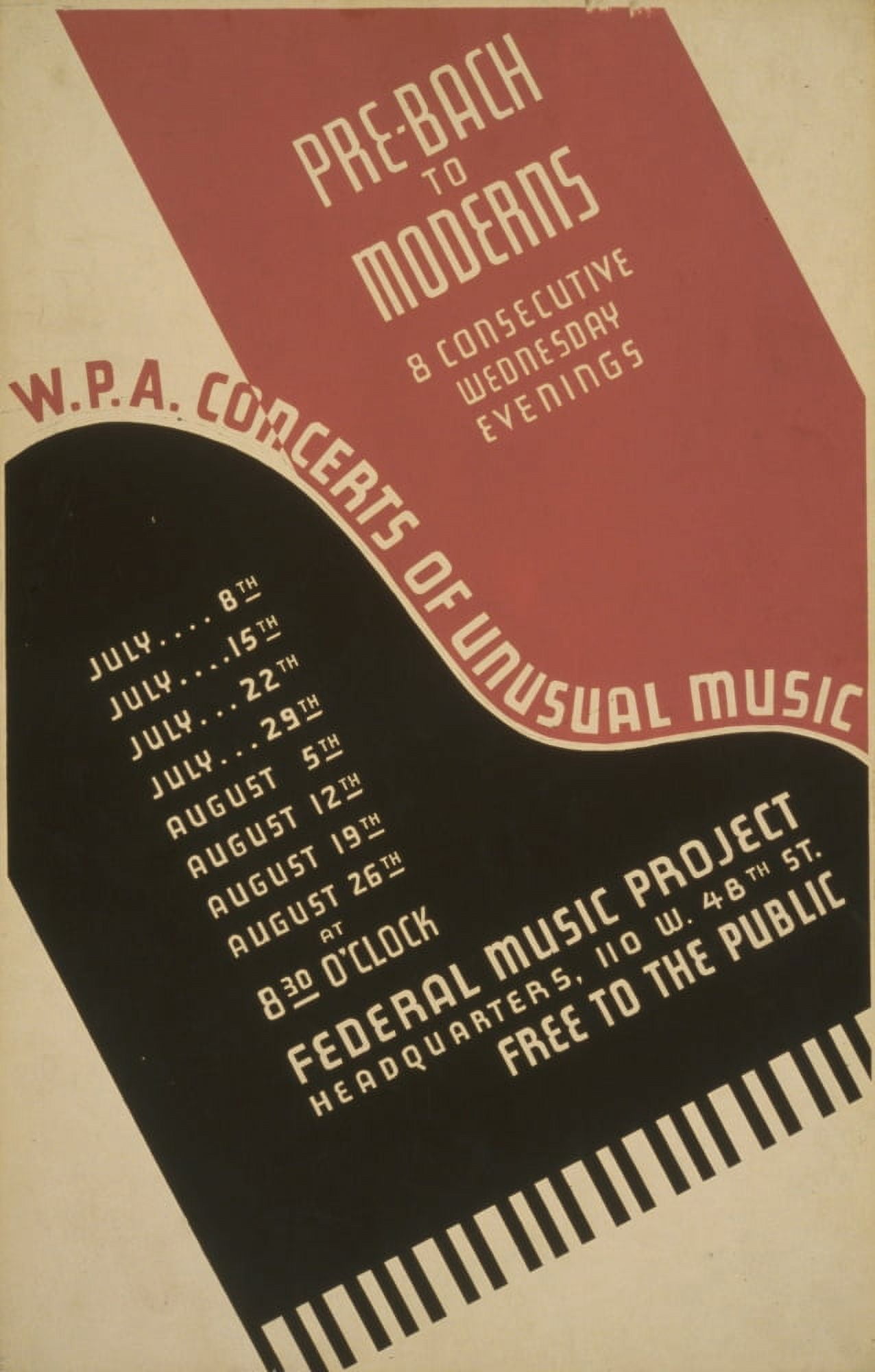 WPA Poster 1936-41 Pre-Bach to Moderns Canvas Art - Unknown (24 x 36)