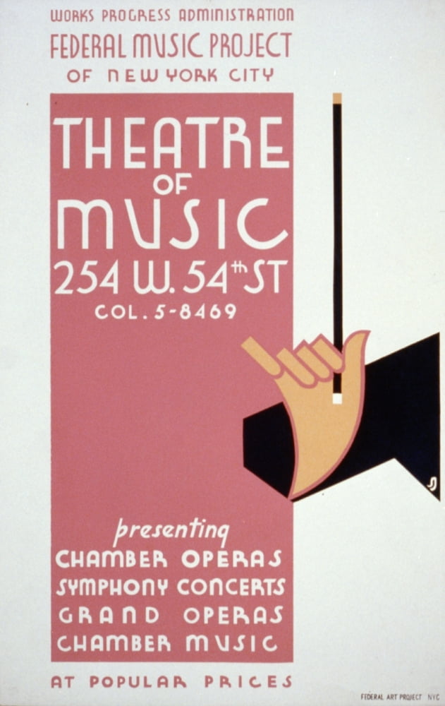 WPA Poster 1936-41 Theatre of Music Canvas Art - Unknown (18 x 24)