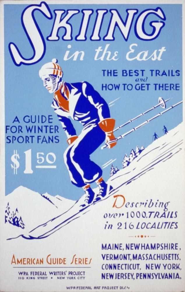 WPA Skiing in the East 1939 Canvas Art - Unknown (24 x 36)