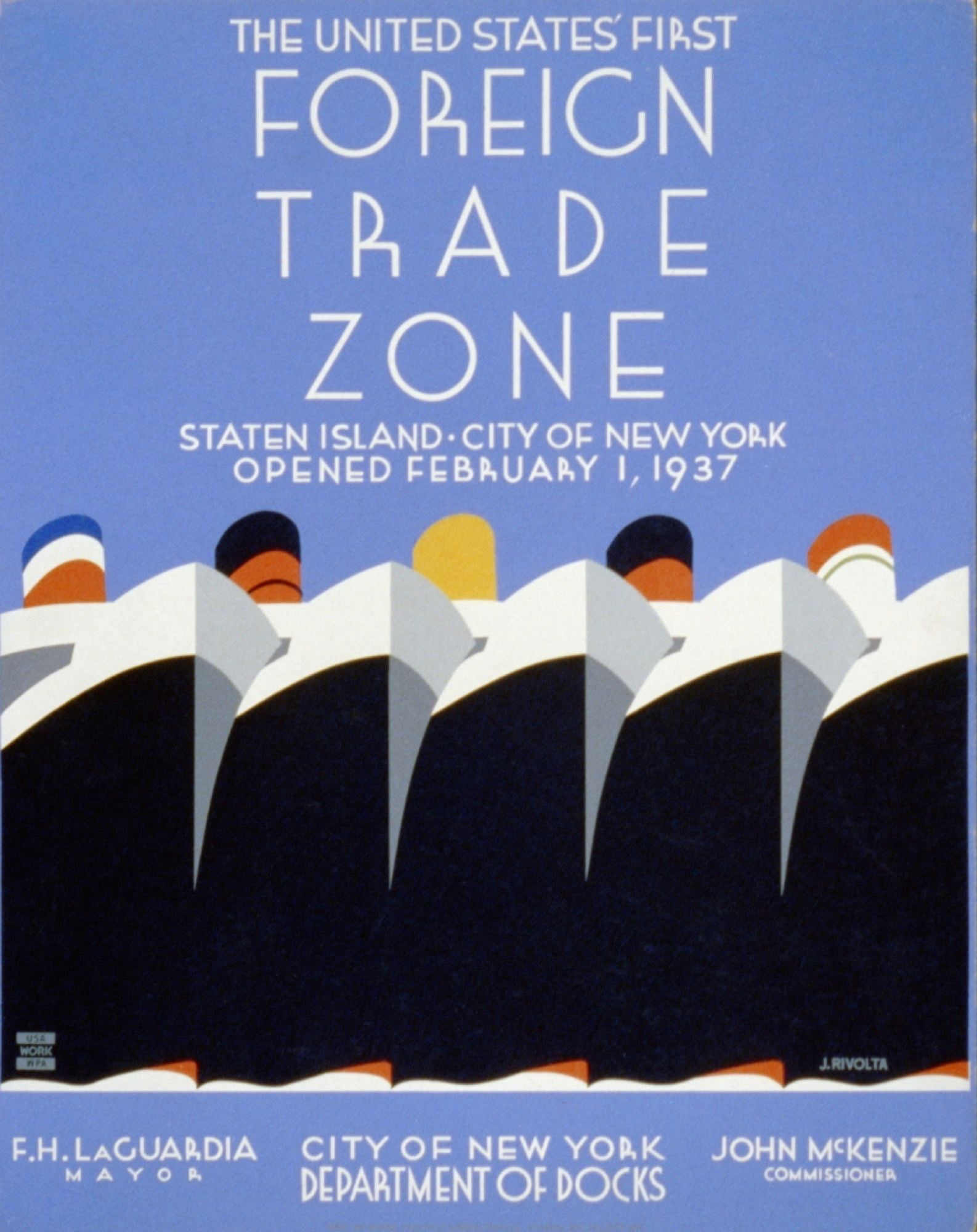 WPA The United States First Foreign Trade Zone 1937 Canvas Art - Jack Rivolta (18 x 24)