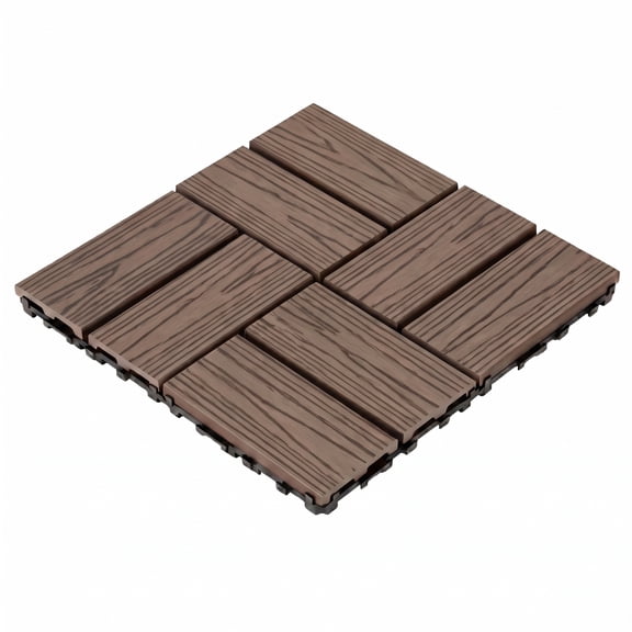 WPC Interlocking Deck Tiles 25 Pack, 11.8" x 11.8" Waterproof Patio Flooring, All-Weather Composite Decking Tiles for Balcony, Poolside, Garden, Tool-Free Snap-Together, Anti-Slip, UV Resistant