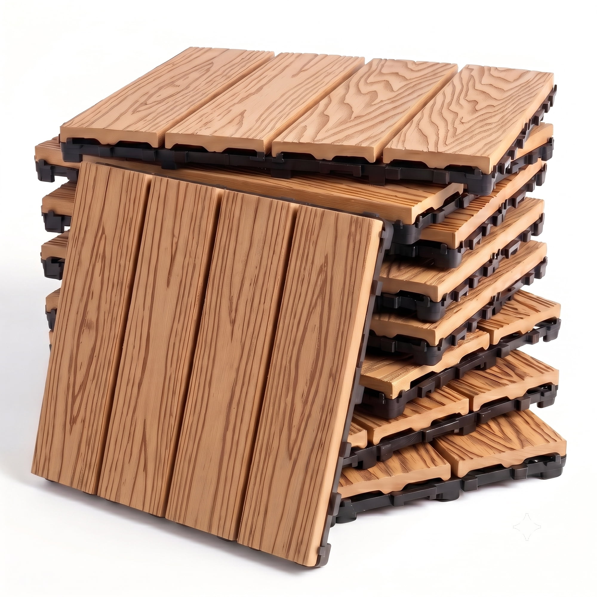 WPC Interlocking Deck Tiles 25 pieces - Embossing 4 panel wood colors ...
