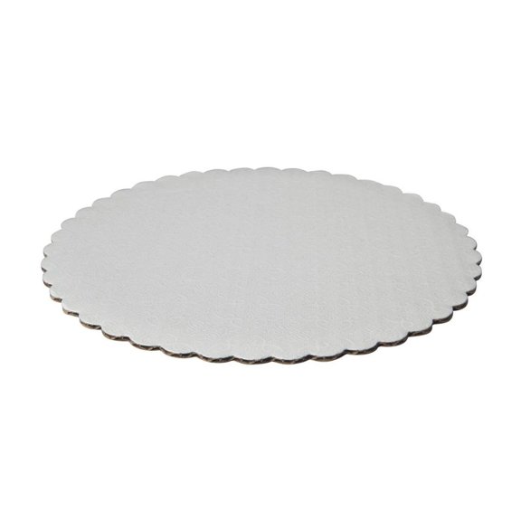 WPCC10W 10" White/ Scalloped Edge Cake Circle, C-, Corrugated with Coated Embossed Paper (Pack of 100)