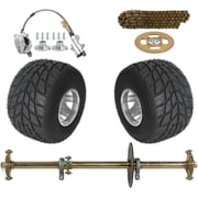 WPHMOTO 2PCS Rear 11x7.10-5 5in Racing Wheels Tire Rim, 11x7.10x5 Rain Tire 3 Stud + 32in 810mm Rear Axle Shaft Kit with Brake Master Cylinder Assembly for Go Kart Quad Trike Golf Carts Lawn Mower