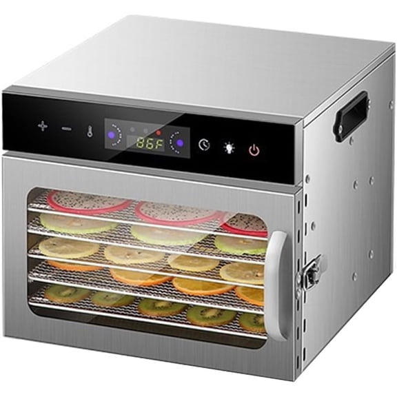 Tefiohen LED Freeze Drier, 6/8/12/18 Layer Food-Dehydrator Machine, Stainless-Steel Home Food Processer, Food-Dryer for Fruit Mushroom Meat Jerky Herb,6 Layers