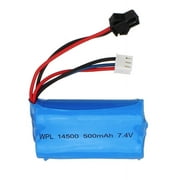 WPL 7.4V 500mAh Lipo 2S Replacement Battery with JST-SM Connector Compatible with 1/16 Scale WPL Trucks