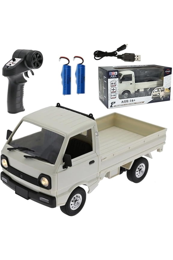 WPL D12 Mini Kei Truck RC Car 1/16 Scale 2.4GHz Remote Control Off-Road Rock Crawler with LED Headlights & Brushed Motor for Adults