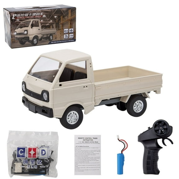 WPL D12 Mini RC Car, 1:16 Scale 2.4Ghz Full Proportional RC Kei Van Off Road Truck with Led Lights, DIY Double Battery, Gifts for Adults