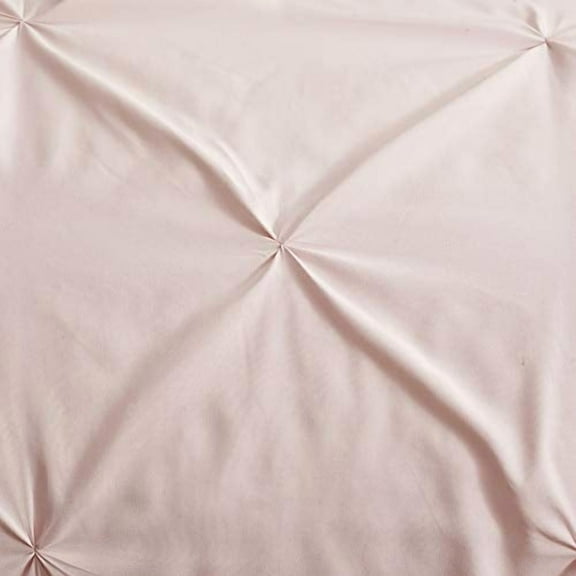 WPM 3 Piece Microfiber Comforter Set Pinch Pleat Pintuck Down Alternative Bedding - All Season Rose Blush Pink Bedroom Decor- JN1 (King 3 Piece Set)