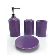 WPM 4 Piece Ceramic Bath Accessories Set, Purple