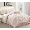 thumbnail image 1 of WPM 7 Piece Luxurious Pinch Pleat Decorative Pintuck Comforter Set - All Season Rose Bedding (Queen), 1 of 7