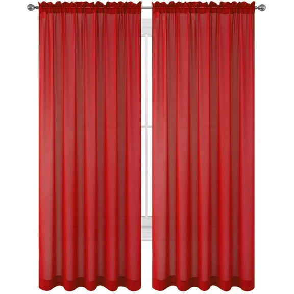 WPM Beautiful Sheer Voile Window Elegance Curtains, 57” x 84” (2 Panels)