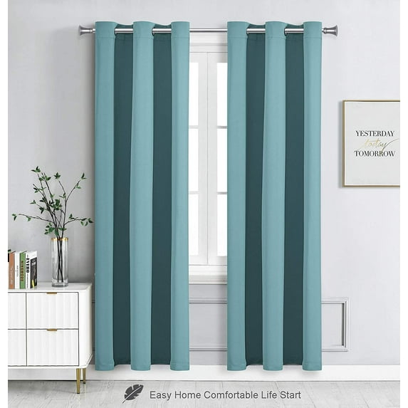 WPM Blackout Curtain Room Darkening Panels/Drapes for Living Room, Teal Thermal Insulated Grommet Bedroom Window Draperies 45 inch