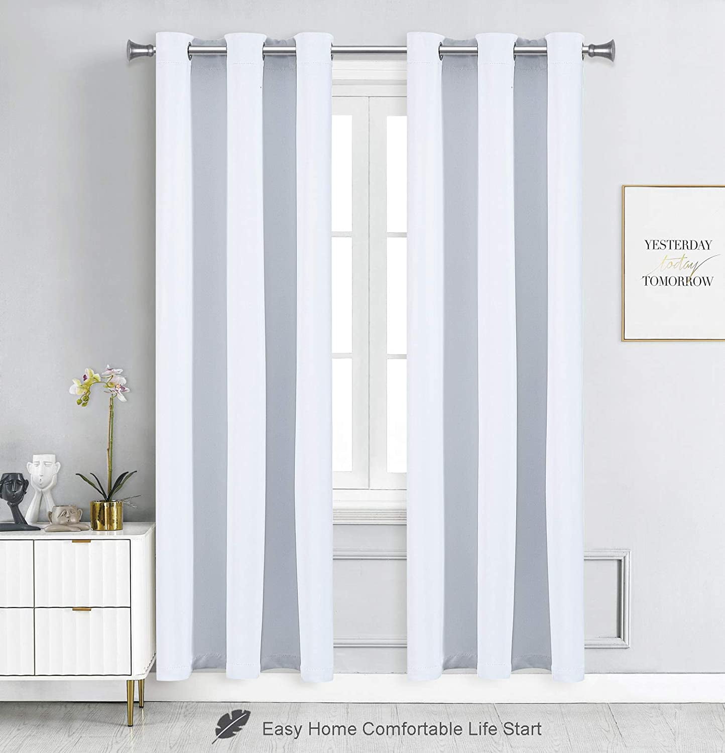 WPM Blackout Thermal Insulated Silver Grommet Curtains, 42” x 84” (2 Panels)