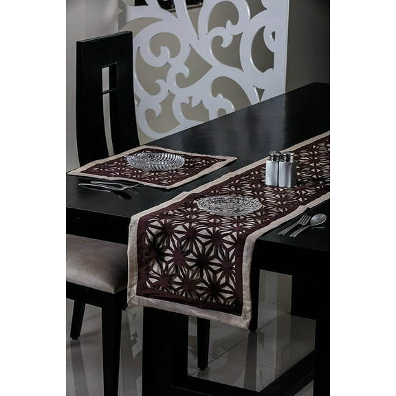 WPM Designer Collection Home Décor: Choose from Laser Cut; Fabric table runner or table mats ; Red, Grey, Brown