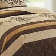 thumbnail image 1 of WPM Glam Beige Printed Microfiber Polyester Bedspread, Queen (3 Count), 1 of 9