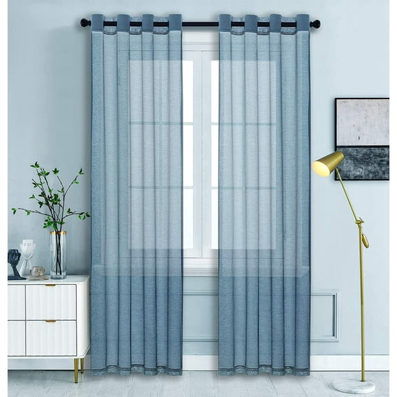 WPM Grey Sheer Window Curtain Panels for Bedroom, Kitchen, Kids Room- Solid Semi Voile Drapes Grommet Living Room Panels. 54 inch wide x 84 inch long, Set of 2