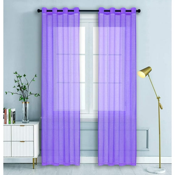 WPM Lavender Sheer Window Curtains, 54” x 84” (2 Panels)